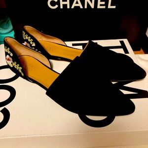 Franco Sarto Sanora Flats Floral Slip On 12 12m Black Suede Shoes